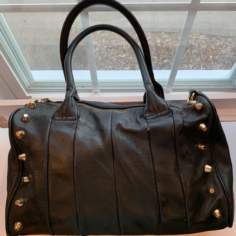Vintage Black PU Leather Satchel - No Brand